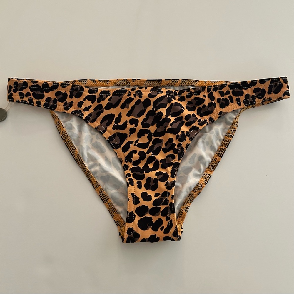 Zimmerman Leopard Print Bikini Bottom 2 to 4 Sculpt Skinny Separates Mustard